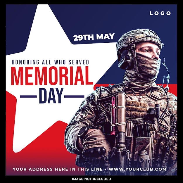 PSD grátis modelo de design de postagem do memorial day