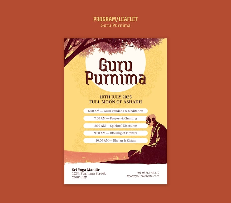 PSD grátis modelo de flyer para evento guru purnima