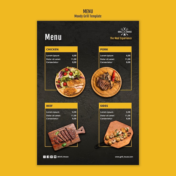 PSD grátis modelo de menu de casa de grelha