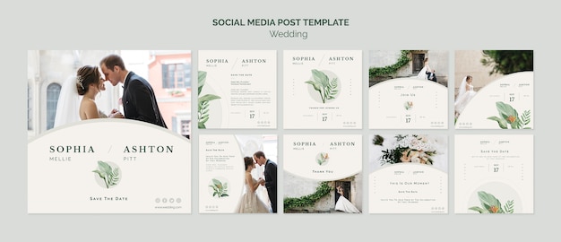 PSD grátis modelo de mídia social de casamento elegante