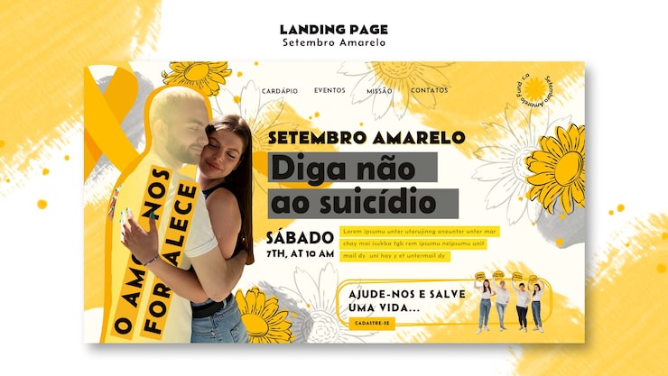PSD grátis modelo de página de destino setembro amarelo