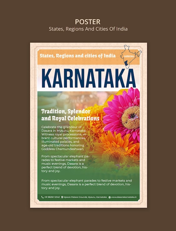 PSD grátis modelo de pôster de turismo de karnataka