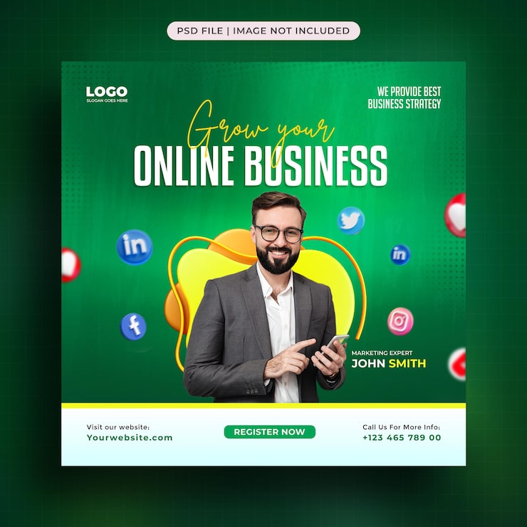 PSD grátis modelo de publicação de mídia social de negócios
