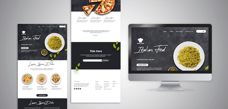 PSD grátis modelo de site com landing page para restaurante de comida italiana tradicional