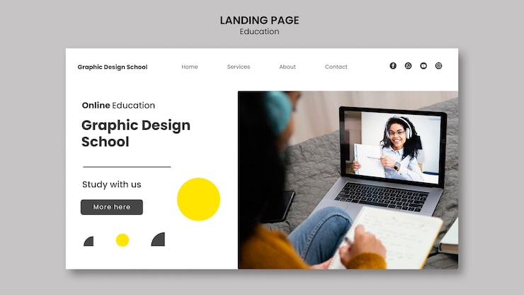 PSD grátis modelo de web escolar de design gráfico