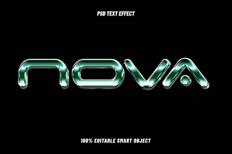 PSD grátis nova editable chrome e silver estilo de texto