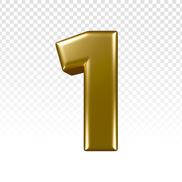 PSD grátis número 1 dourado 3d