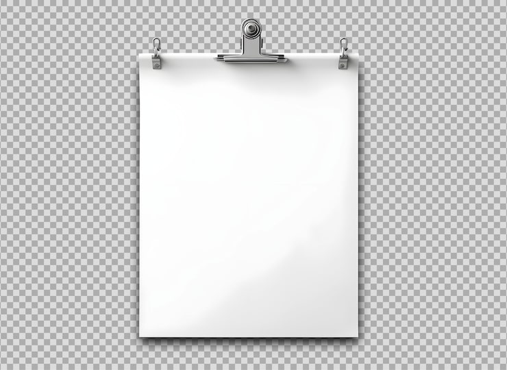 PSD grátis papel em branco com clipes de papel
