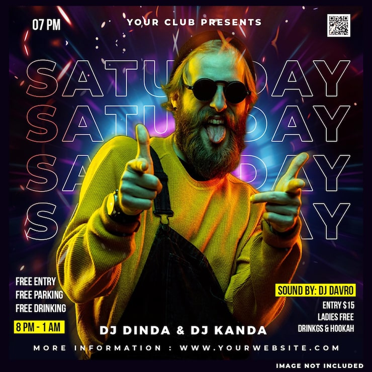 PSD grátis post de promoção da festa de sábado