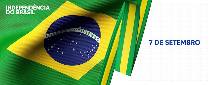 PSD grátis postar banner de mídia social do dia da independência do brasil renderização em 3d em português