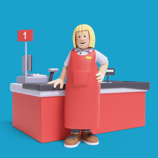 PSD grátis renderização 3d de uma mulher caixa