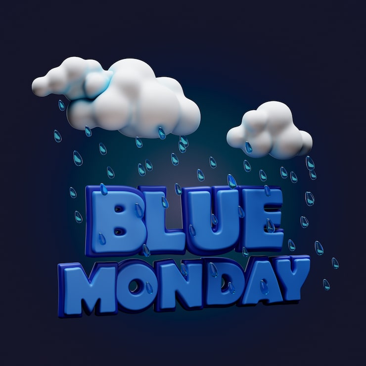 PSD grátis renderização 3d do ícone de blue monday