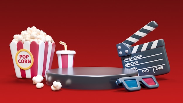 PSD grátis renderização 3d do pódio do cinema