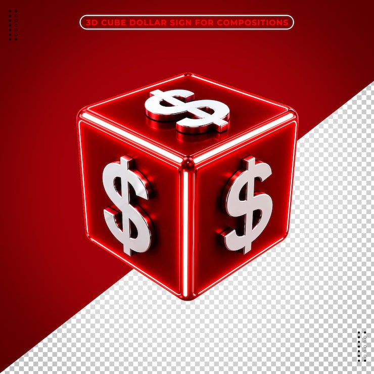 PSD grátis sinal de dólar em cubo 3d para composições