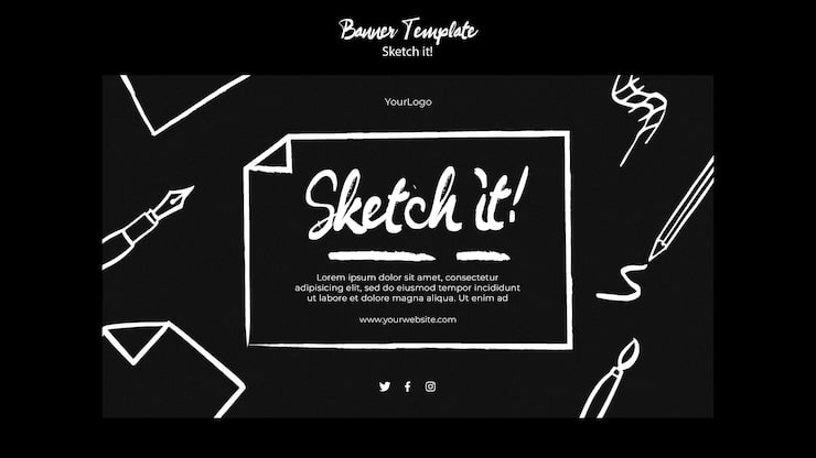 PSD grátis sketch concept banner template