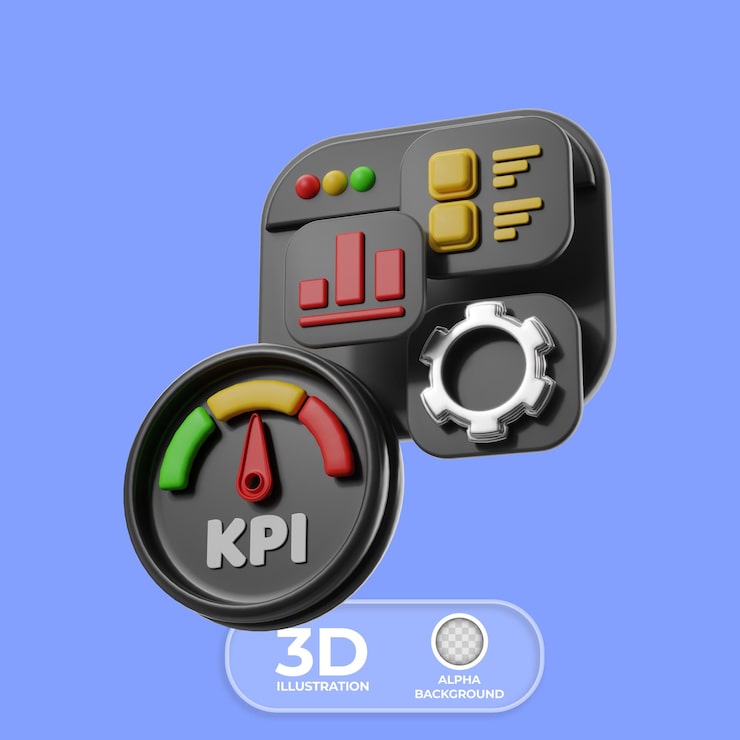 PSD grátis velocímetro digital com indicador de desempenho, ilustração 3d