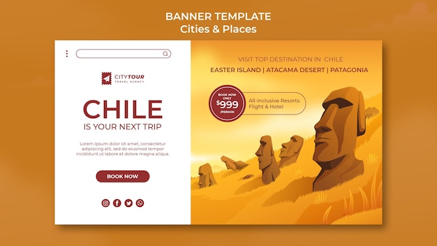 Miễn phí PSD banner ngang khám phá chile