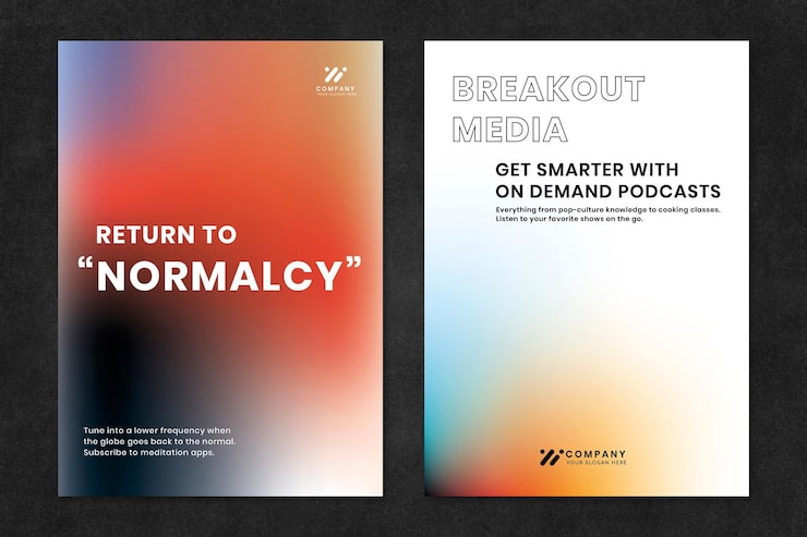 Miễn phí PSD bộ đôi poster psd mẫu tiếp thị công nghệ gradient