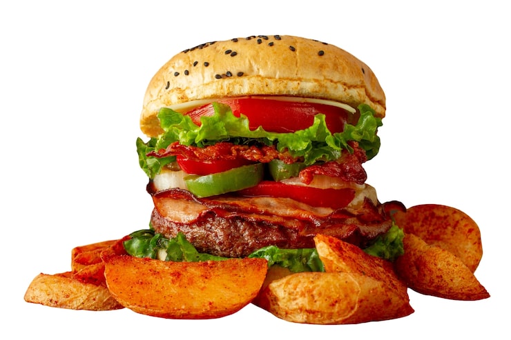 Miễn phí PSD cận cảnh bánh hamburger riêng biệt