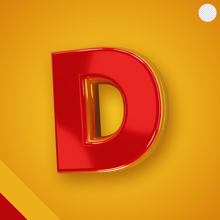 Miễn phí PSD chữ cái màu đỏ bóng với chữ d 3d màu vàng