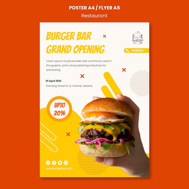 Miễn phí PSD mẫu áp phích nhà hàng burger