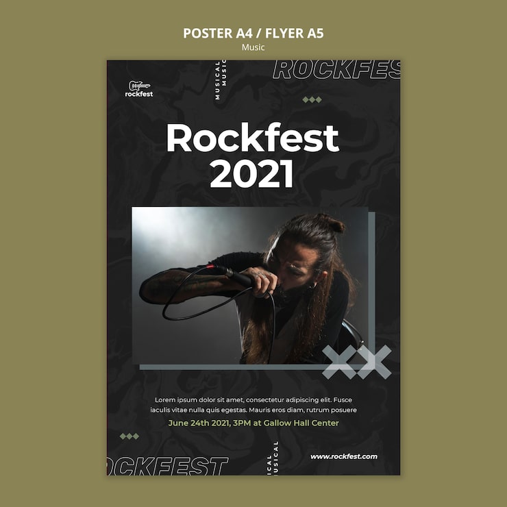 Miễn phí PSD mẫu áp phích rockfest 2021