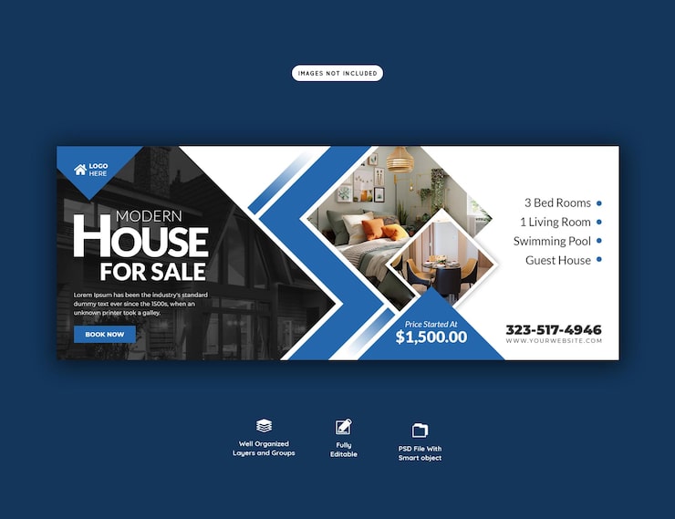 Miễn phí PSD mẫu banner ảnh bìa facebook bất động sản nhà đất