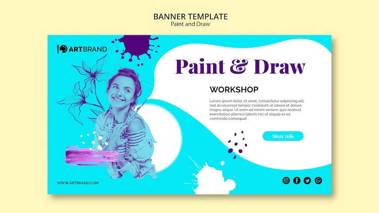 Miễn phí PSD mẫu banner hội thảo vẽ và tranh