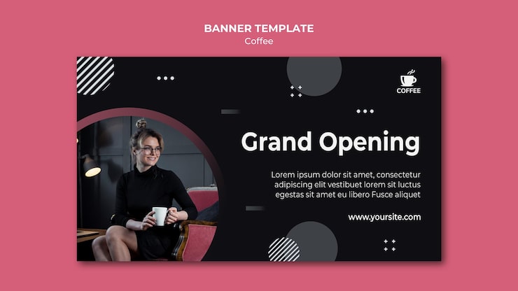 Miễn phí PSD mẫu banner khai trương quán cà phê