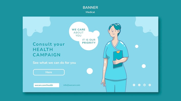 Miễn phí PSD mẫu banner ngang chăm sóc y tế