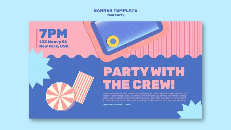 Miễn phí PSD mẫu banner thiết kế cho bữa tiệc hồ bơi