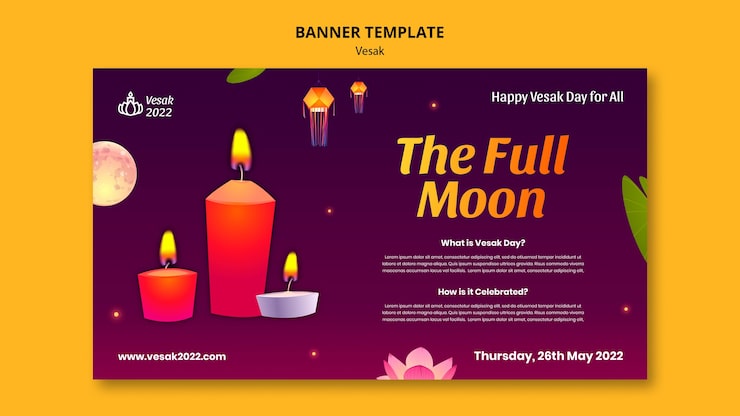 Miễn phí PSD mẫu banner vesak gradient
