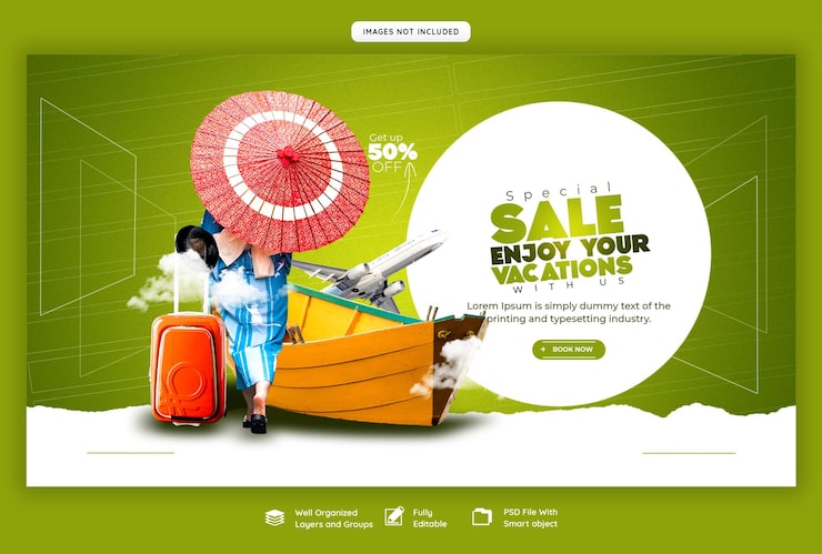 Miễn phí PSD mẫu banner web du lịch