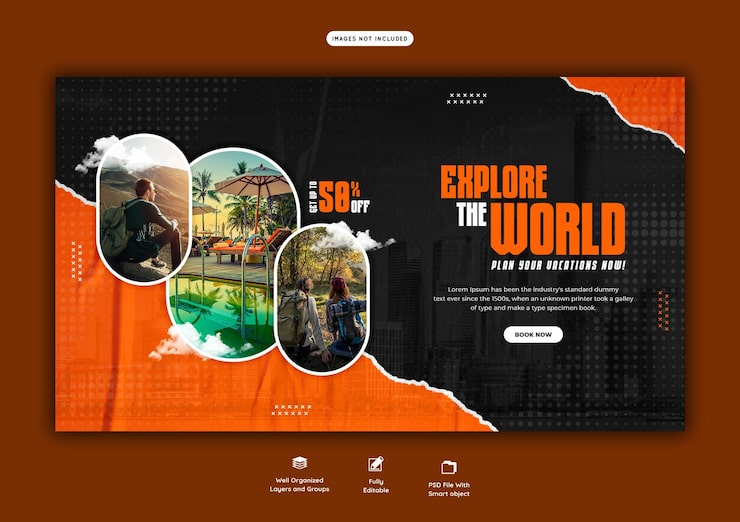 Miễn phí PSD mẫu banner web du lịch