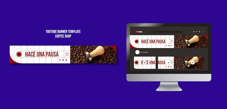 Miễn phí PSD mẫu banner youtube quán cà phê