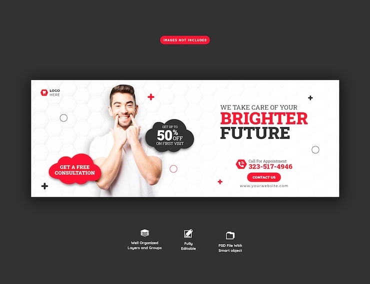 Miễn phí PSD mẫu bìa facebook chăm sóc răng miệng và nha sĩ
