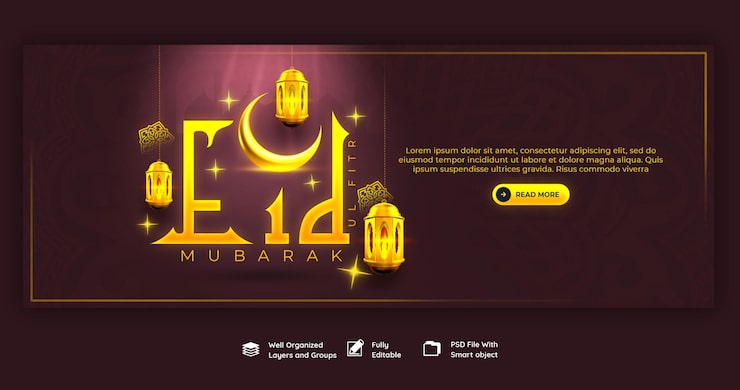 Miễn phí PSD mẫu bìa facebook eid mubarak và eid ul fitr
