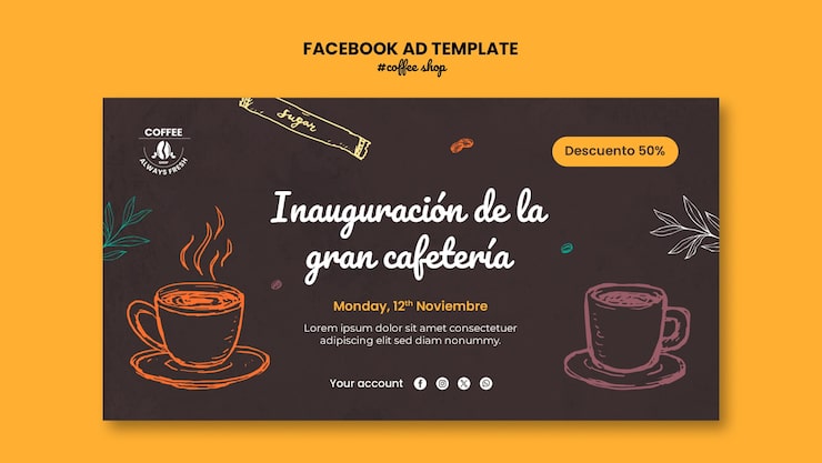 Miễn phí PSD mẫu facebook quán cà phê
