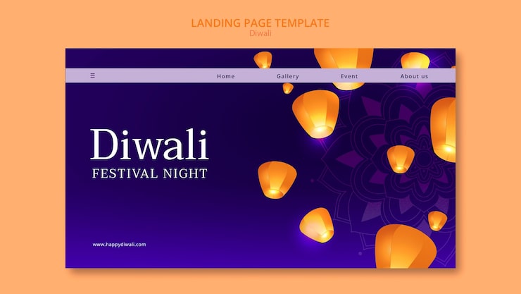 Miễn phí PSD mẫu landing page mừng lễ diwali