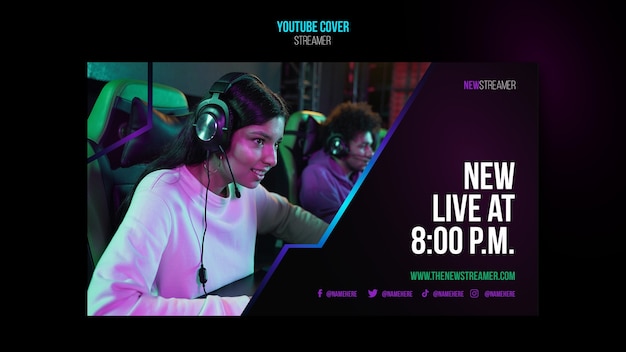 Miễn phí PSD mẫu streamer thiết kế phẳng