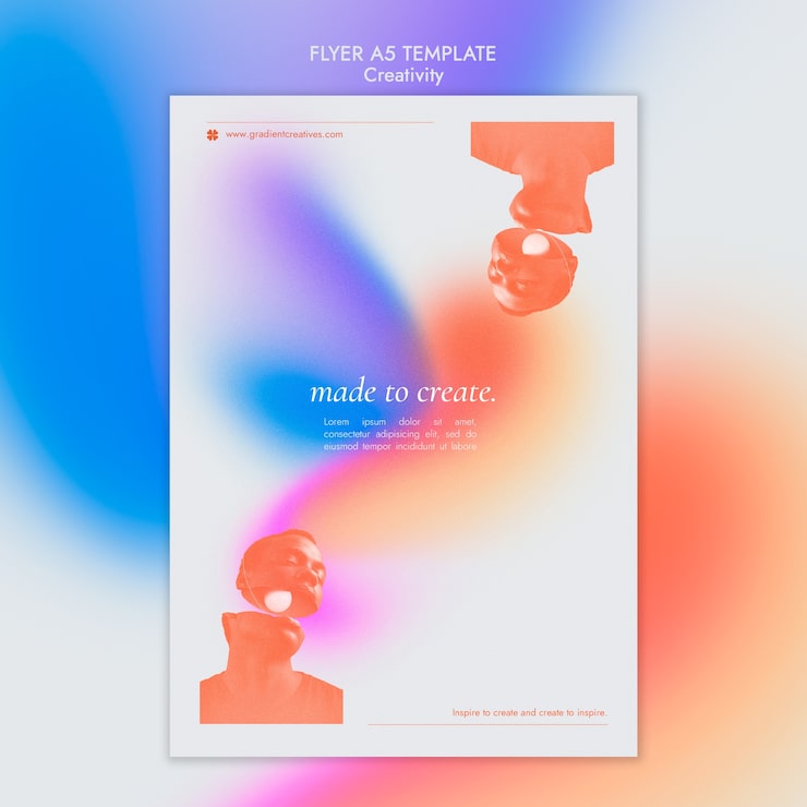 Miễn phí PSD mẫu tờ rơi dọc sáng tạo với phong cách gradient tinh tế