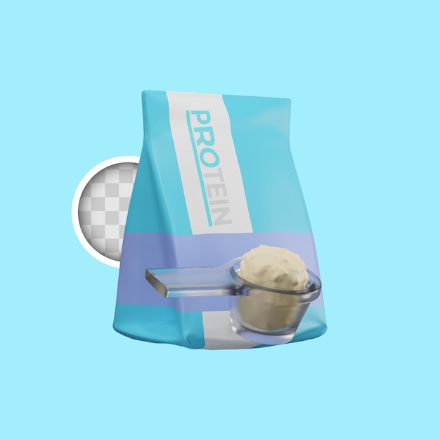 Miễn phí PSD minh họa 3d hộp đựng bột protein