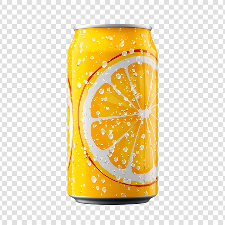 Miễn phí PSD nước soda cam giải khát thiết kế lon đồ uống lạnh mùa hè