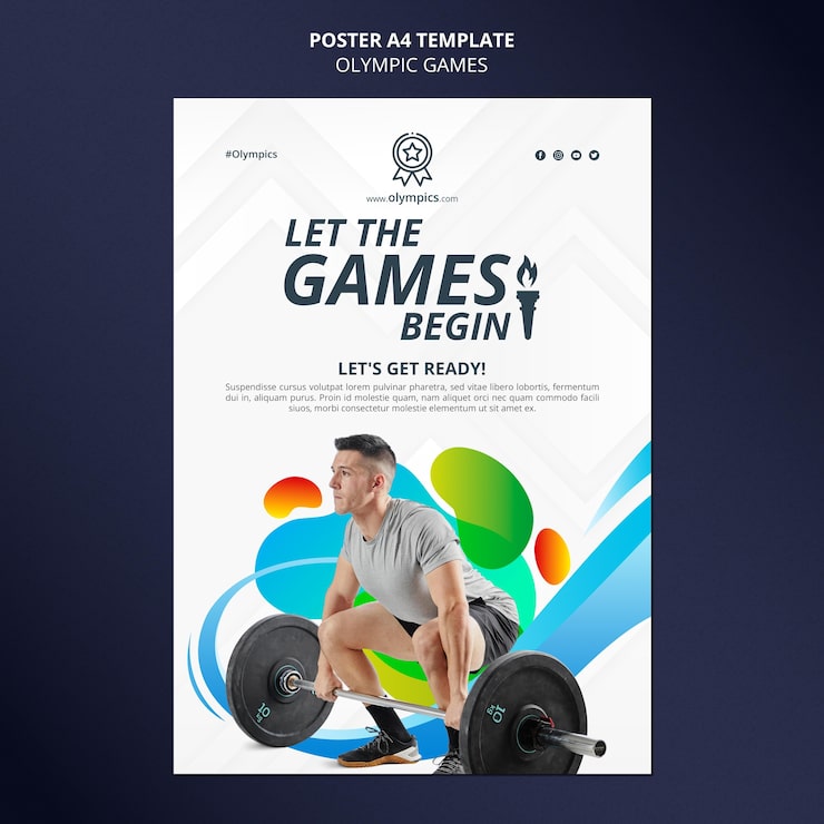 Miễn phí PSD poster dọc về cuộc thi đấu thể thao có ảnh