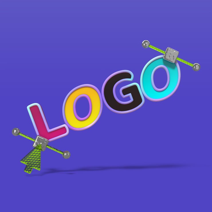 Miễn phí PSD thiết kế logo kết xuất 3d với các yếu tố cách điệu