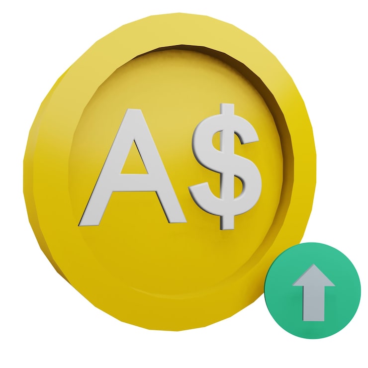 PSD 3 d ilustración del ícono de la moneda del dólar australiano