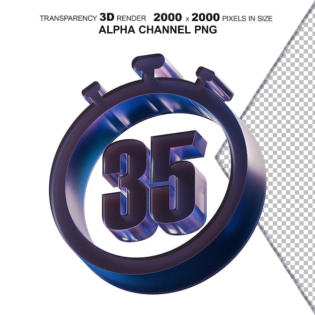 PSD 35-sekunden-countdown-timer 3d-rendering