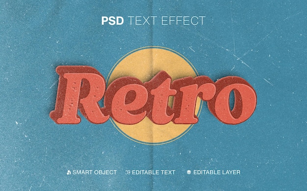 PSD 3d-bearbeitbarer text retro-textur-text-effekt