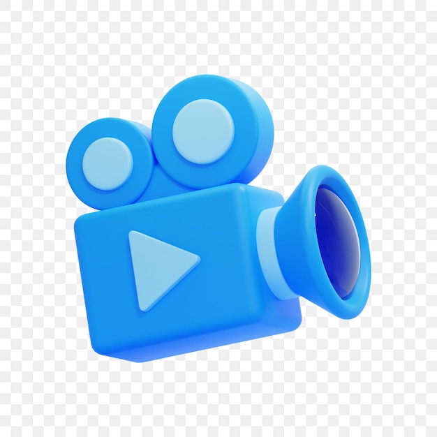 PSD 3d blaues videokamera-symbol