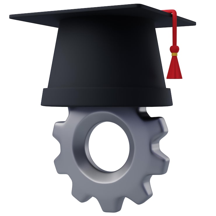 PSD 3d-doktorhut und ausrüstung. bildung und berufliche fähigkeiten.